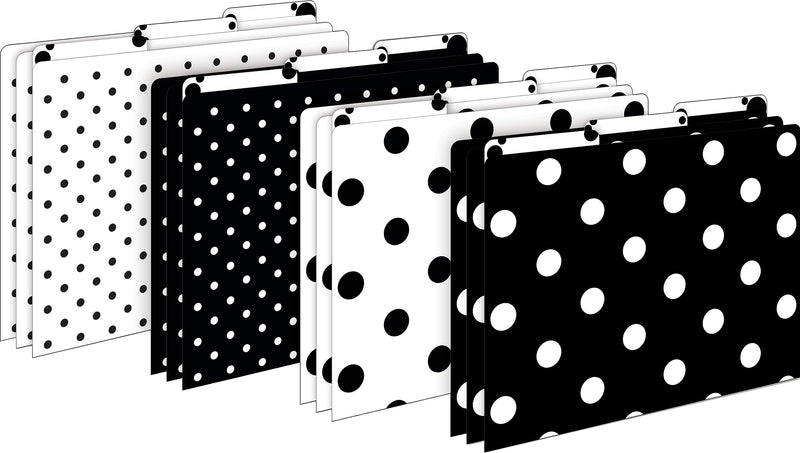 Barker Creek Black & White Dot File Folder, 1/3-Cut Tab, Letter Size, Black/White, 12/Pack (2004)