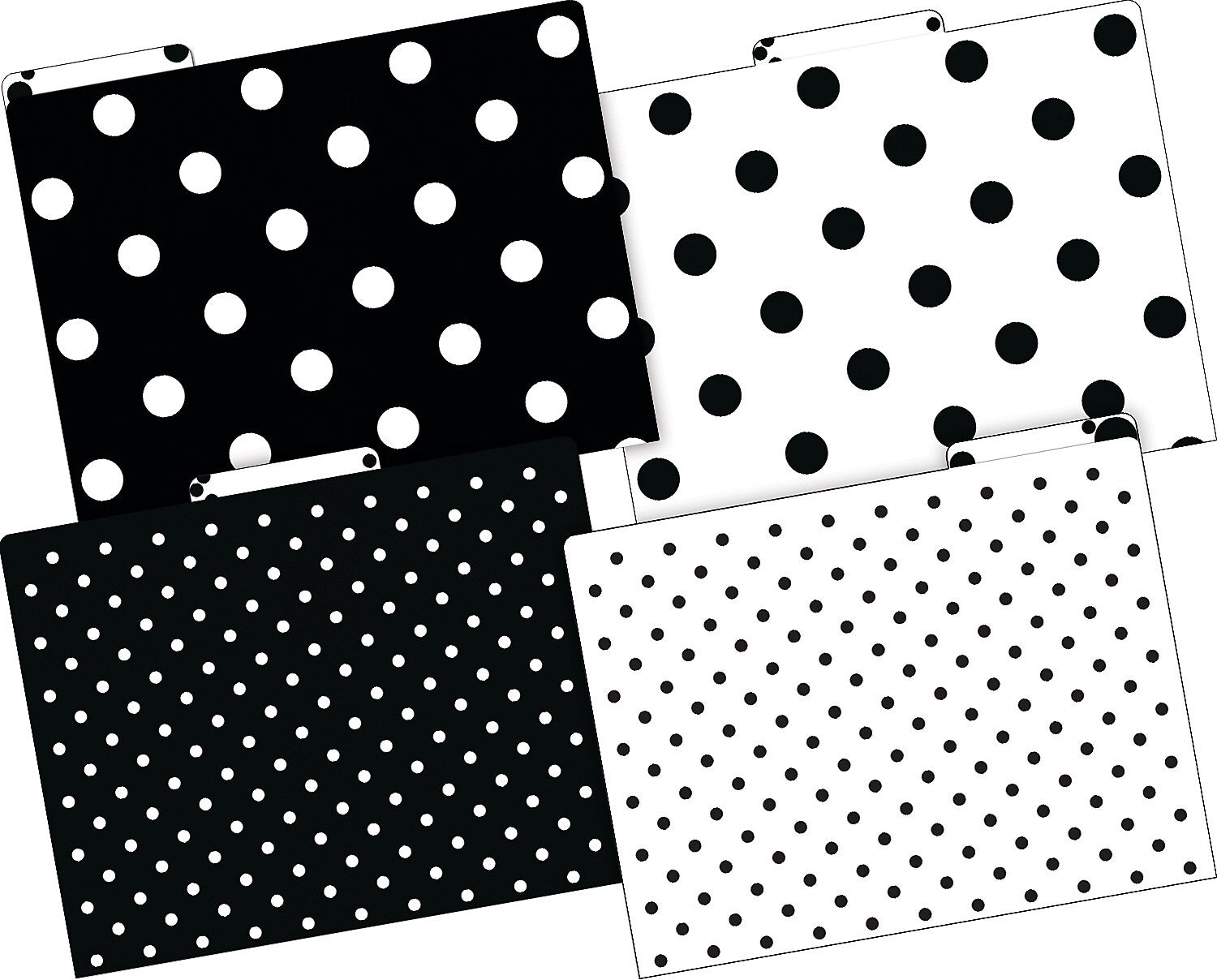 Barker Creek Black & White Dot File Folder, 1/3-Cut Tab, Letter Size, Black/White, 12/Pack (2004)