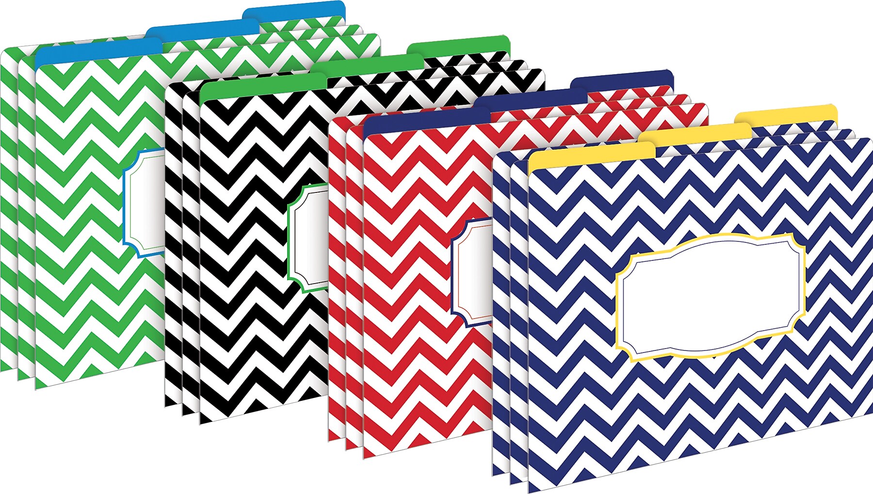 Barker Creek Nautical Chevron File Folder, 1/3-Cut Tab, Letter Size, Assorted Colors, 12/Pack (2007)