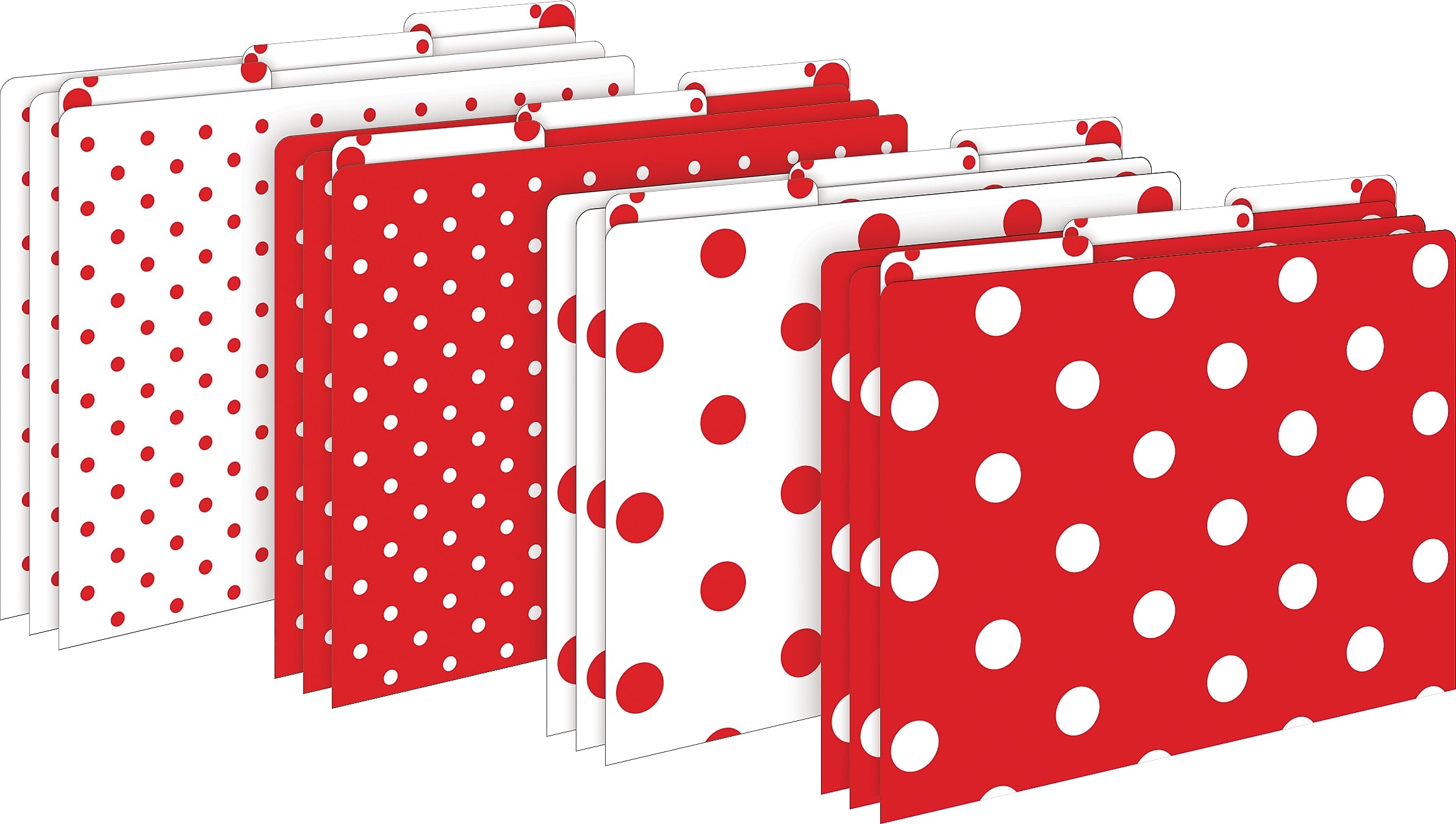 Barker Creek Red & White Dot File Folder, 1/3-Cut Tab, Letter Size, Assorted Colors, 12/Pack (2009)