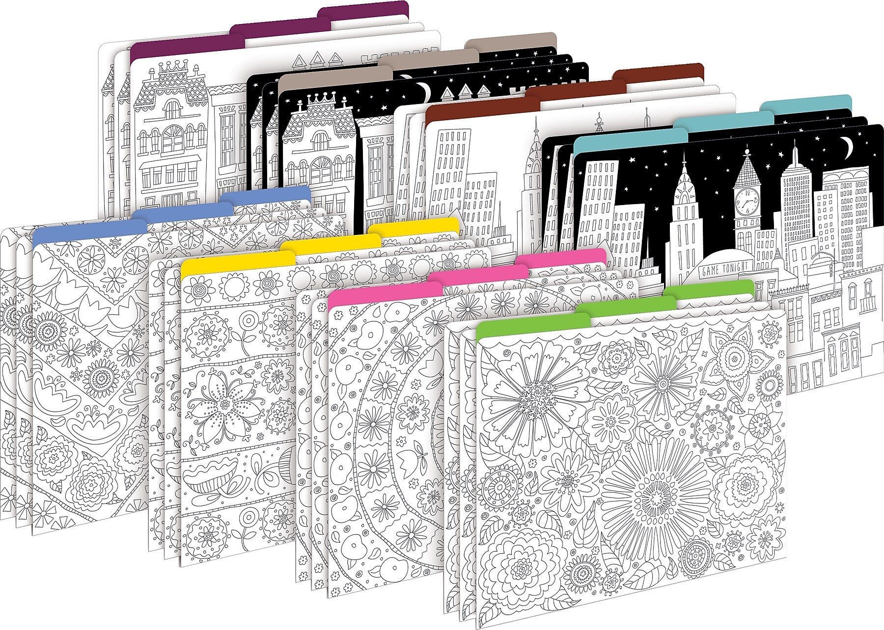 Barker Creek Color me! In My Garden & Cityscapes File Folder, 1/3-Cut Tab, Letter Size, Assorted Colors, 24/Set (4134)