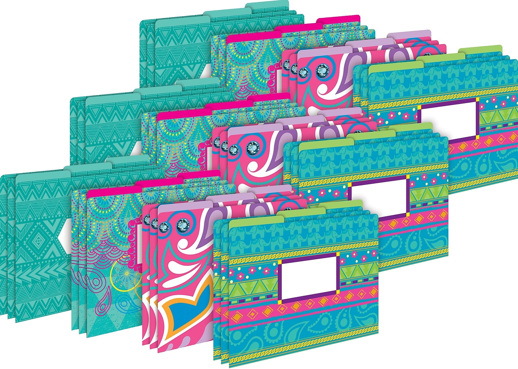 Barker Creek Bohemian File Folder, 1/3-Cut Tab, Letter Size, Assorted Colors, 36/Set (4375)