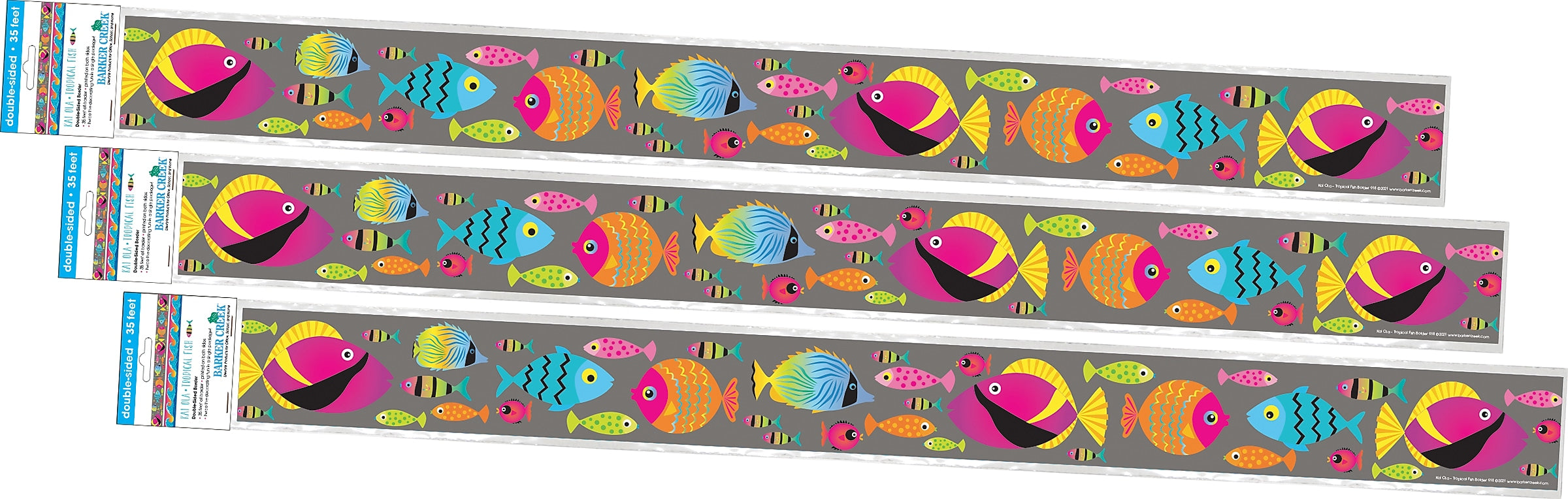 Barker Creek Double-Sided Border, 35" x 3", Kai Ola Tropical Fish, 36/Pack (4309)