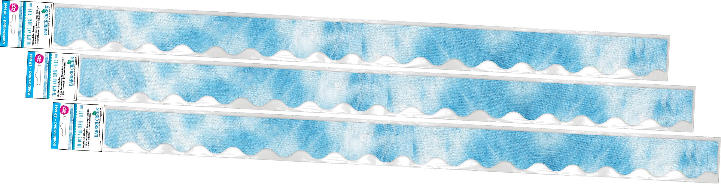 Barker Creek Double-Sided Scalloped Border, 36" x 2.25", Blue Tie-Dye and Ombré, 39/Set (4333)