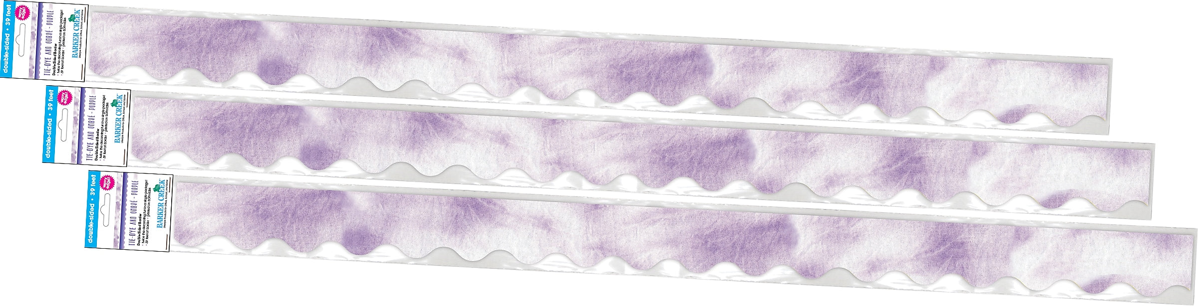 Barker Creek Double-Sided Scalloped Border, 36" x 2.25", Purple Tie-Dye and Ombré, 39/Pack (4335)