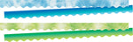 Barker Creek Double-Sided Scalloped Border Set, 36" x 2.25", Blue & Lime Tie-Dye and Ombré, 2 designs, 52/Set (4357)