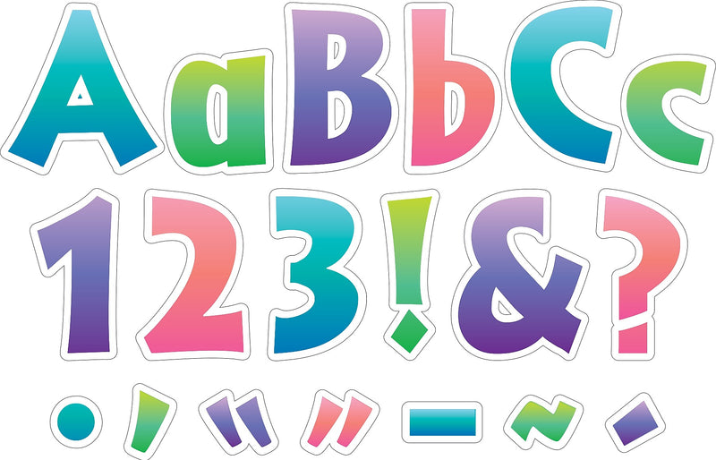 Barker Creek Tie 4" Dye & Ombré Letters and Numbers, Multicolored, 255/Pack (1740)