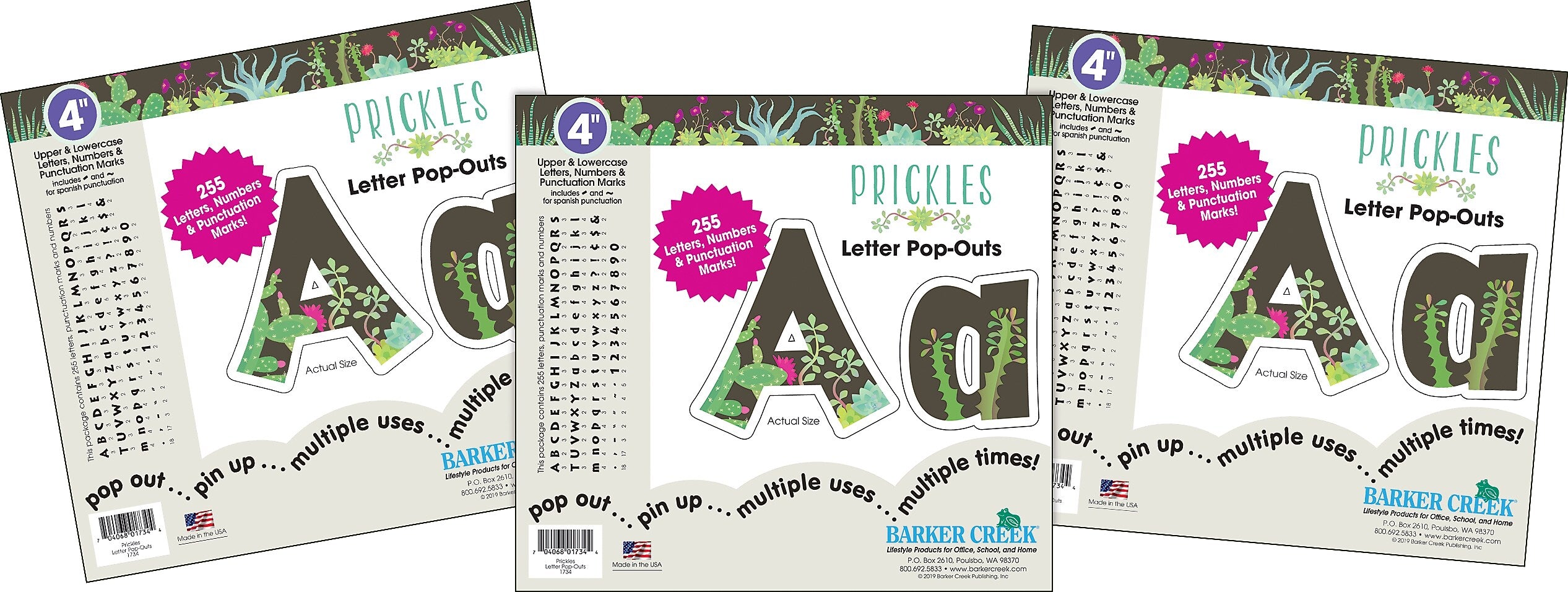 Barker Creek Petals & Prickles  4" Letters and Numbers, Multicolored, 765/Pack (4319)