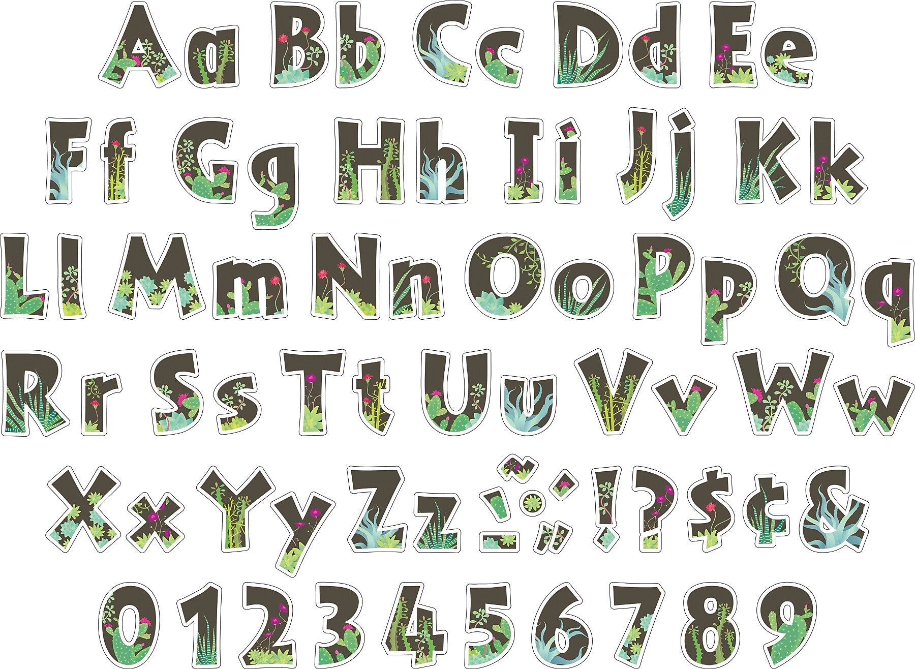 Barker Creek Petals & Prickles  4" Letters and Numbers, Multicolored, 765/Pack (4319)