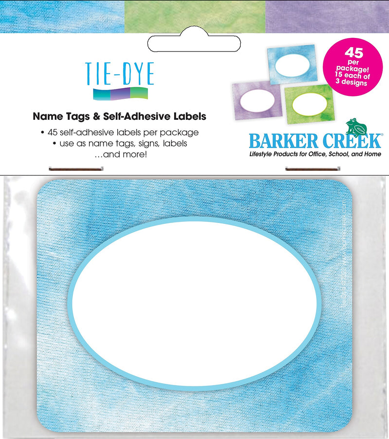 Barker Creek Self-adhesive Tie-Dye School Name Tags, 2.75" x 3.5", 45/Pack (1558)