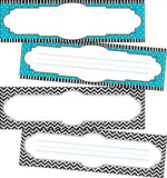 Barker Creek Splash of Color & Black Chevron School Name Plates, 12" x 3.5", 72/Set (4142)