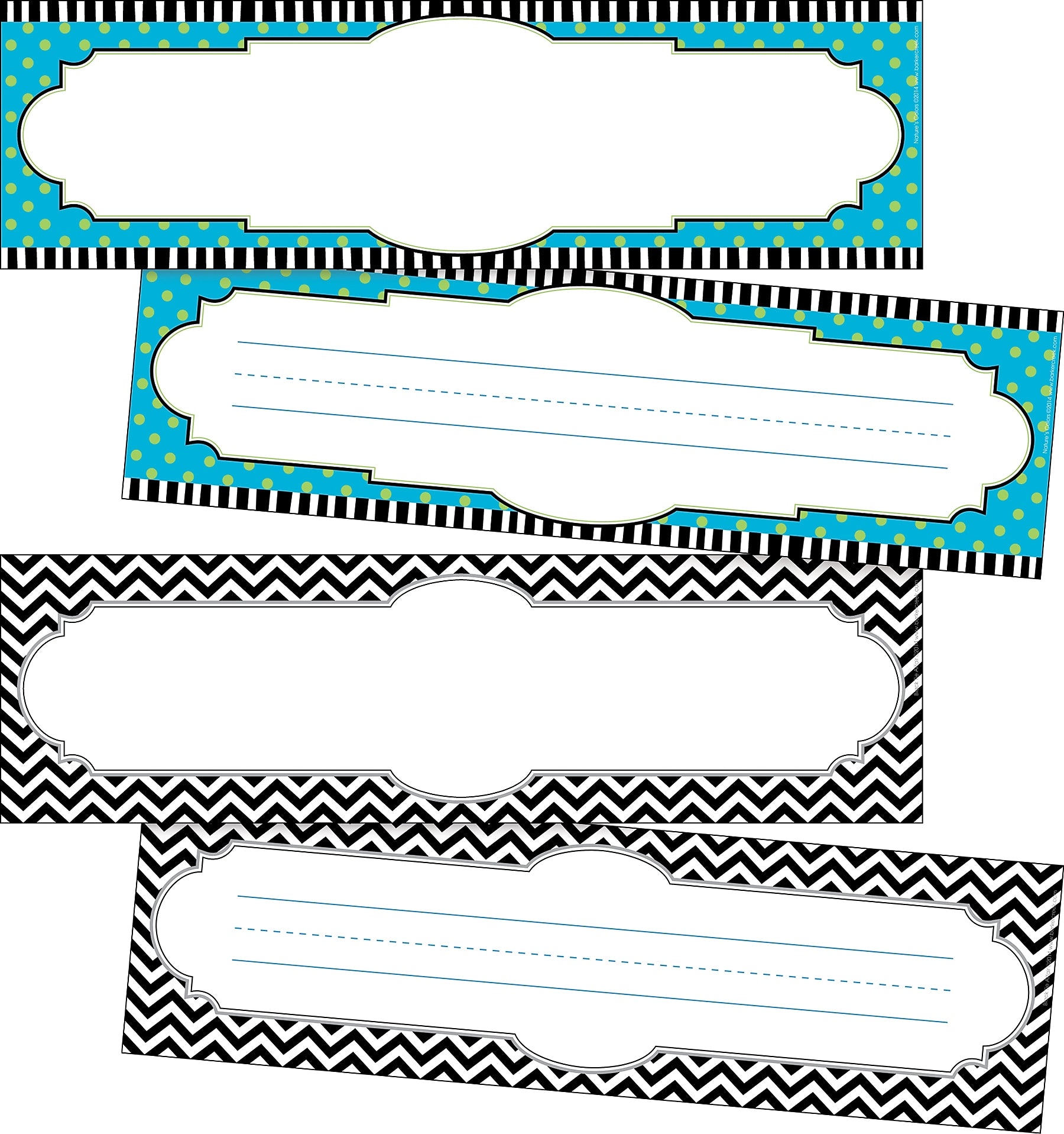 Barker Creek Splash of Color & Black Chevron School Name Plates, 12" x 3.5", 72/Set (4142)