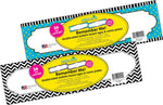 Barker Creek Splash of Color & Black Chevron School Name Plates, 12" x 3.5", 72/Set (4142)