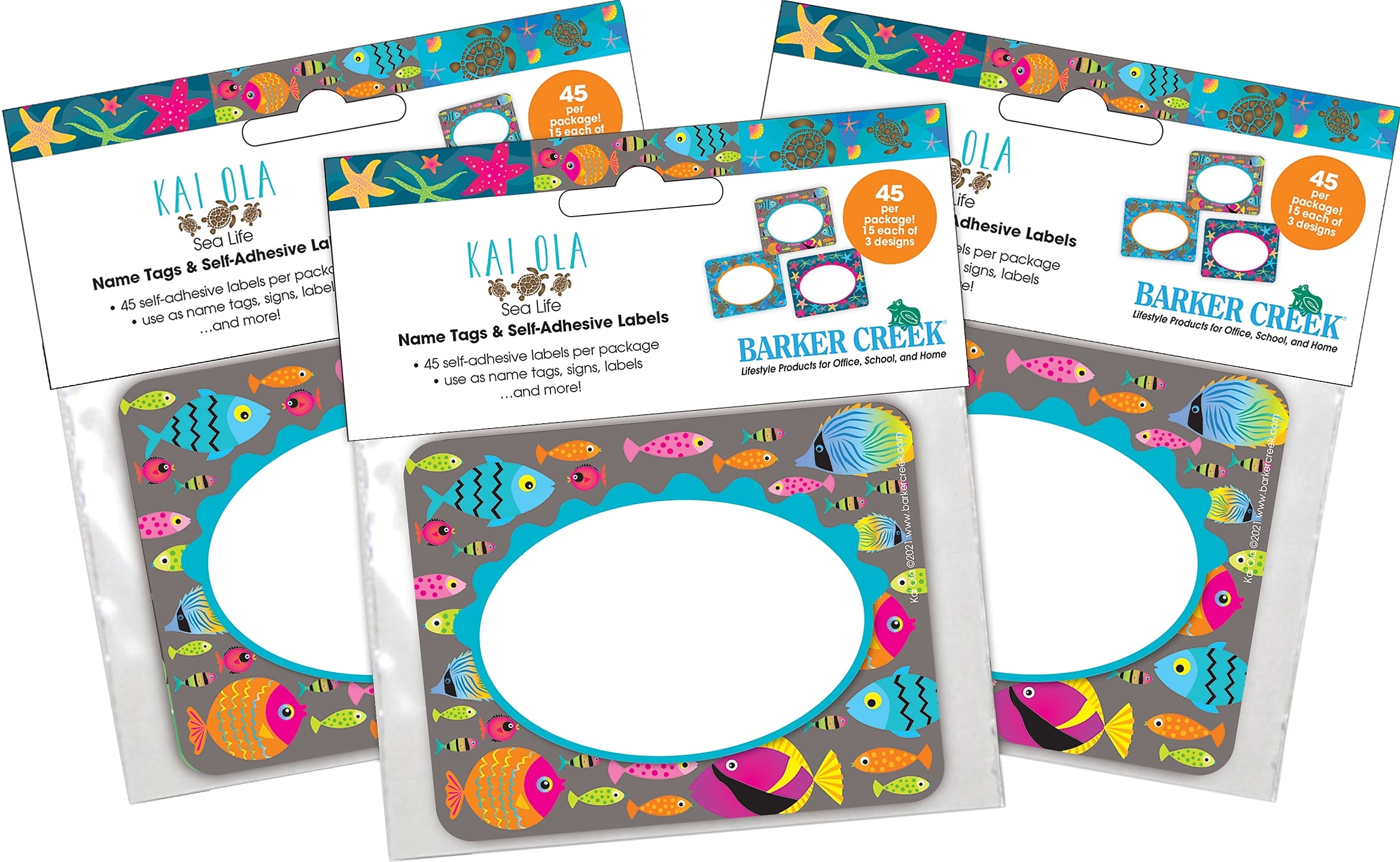 Barker Creek Self-adhesive Kai Ola School Name Tags, 2.75" x 3.5", 135/Set (4313)