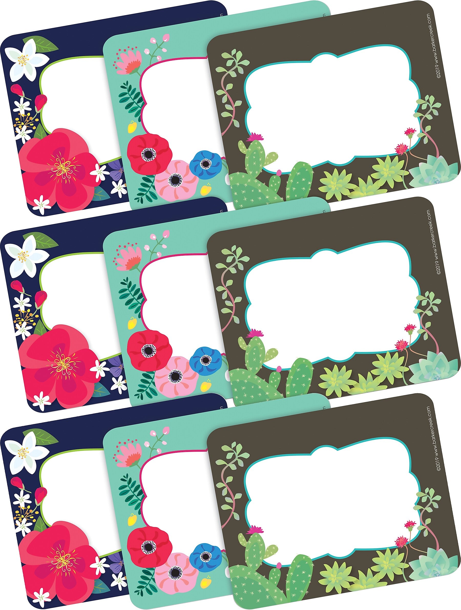 Barker Creek Self-adhesive Petals & Prickles School Name Tags, 2.75" x 3.5", 135/Set (4316)
