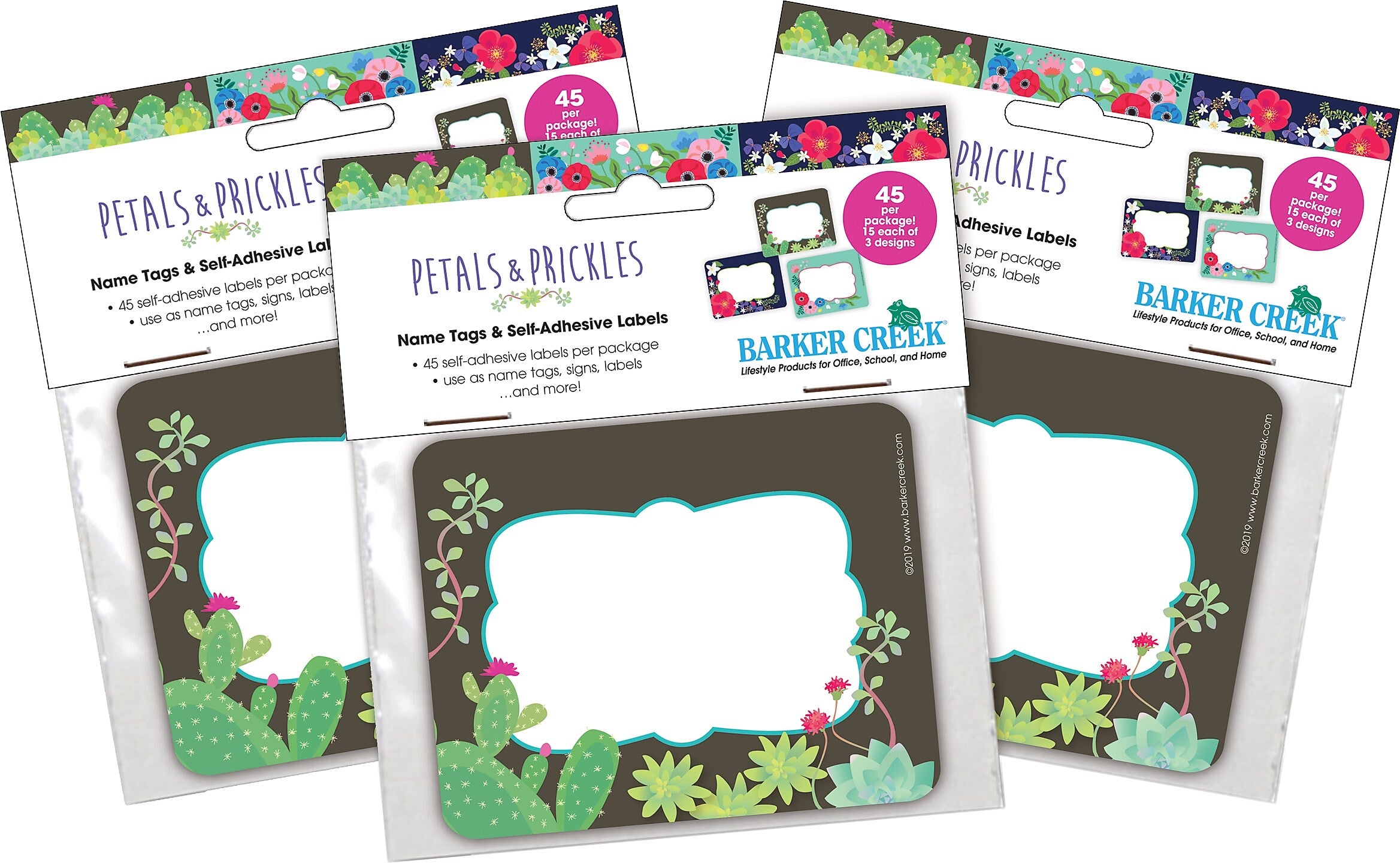 Barker Creek Self-adhesive Petals & Prickles School Name Tags, 2.75" x 3.5", 135/Set (4316)