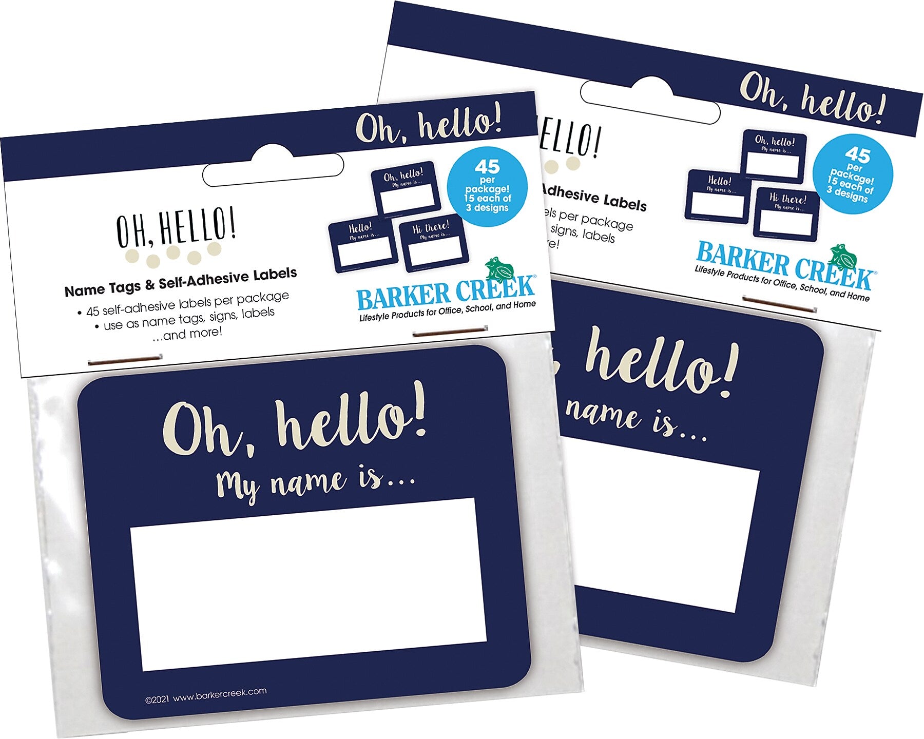 Barker Creek Self-adhesive Oh Hello! School Name Tags, 2.75" x 3.5", 90/Set (4323)
