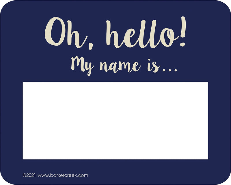 Barker Creek Self-adhesive Oh Hello! School Name Tags, 2.75" x 3.5", 90/Set (4323)