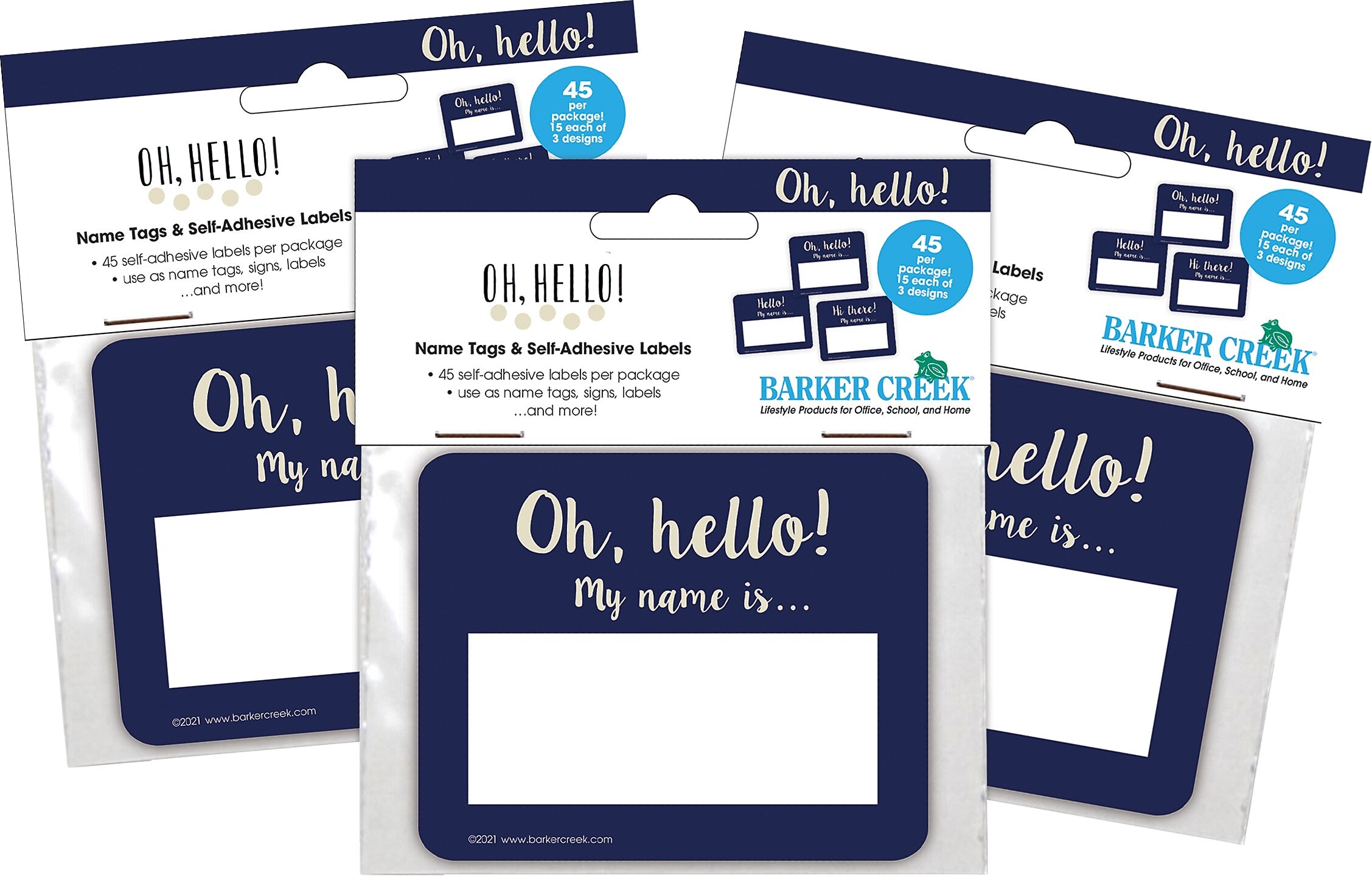 Barker Creek Self-adhesive Oh Hello! School Name Tags, 2.75" x 3.5", 135/Set (4324)