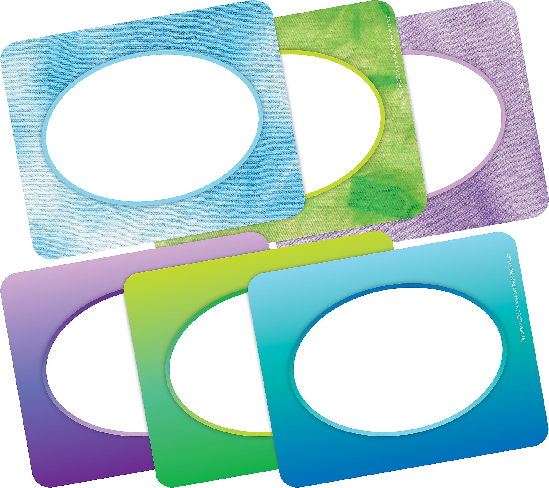 Barker Creek Self-adhesive Tie-Dye & Ombré School Name Tags, 2.75" x 3.5", 90/Set (436/Pack4)