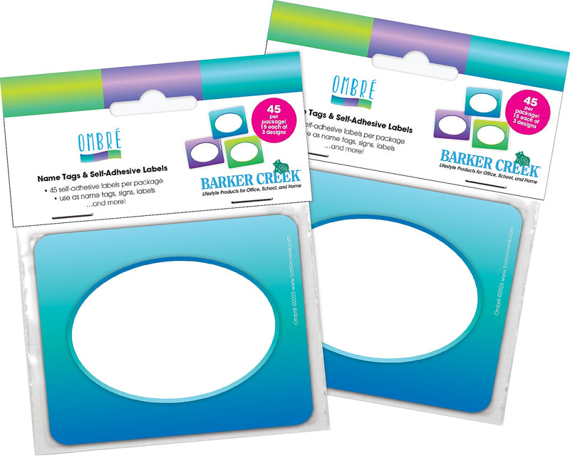 Barker Creek Self-adhesive Ombré School Name Tags, 2.75" x 3.5", 90/Set (4365)