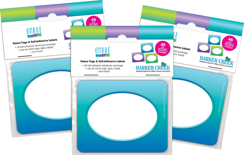 Barker Creek Self-adhesive Ombré School Name Tags, 2.75" x 3.5", 135/Set (4367)