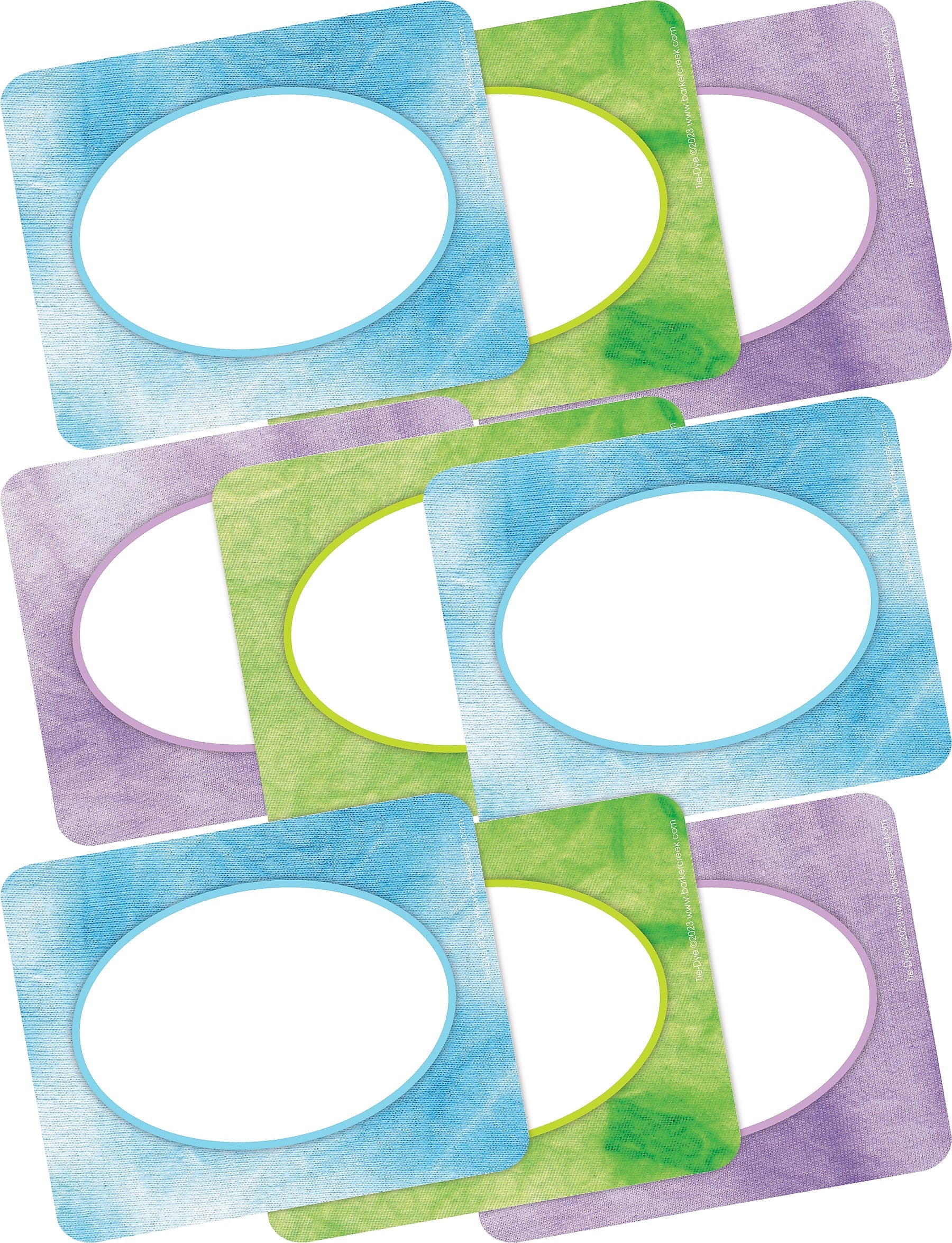Barker Creek Self-adhesive Tie-Dye School Name Tags, 2.75" x 3.5", 135/Set (436/Pack8)