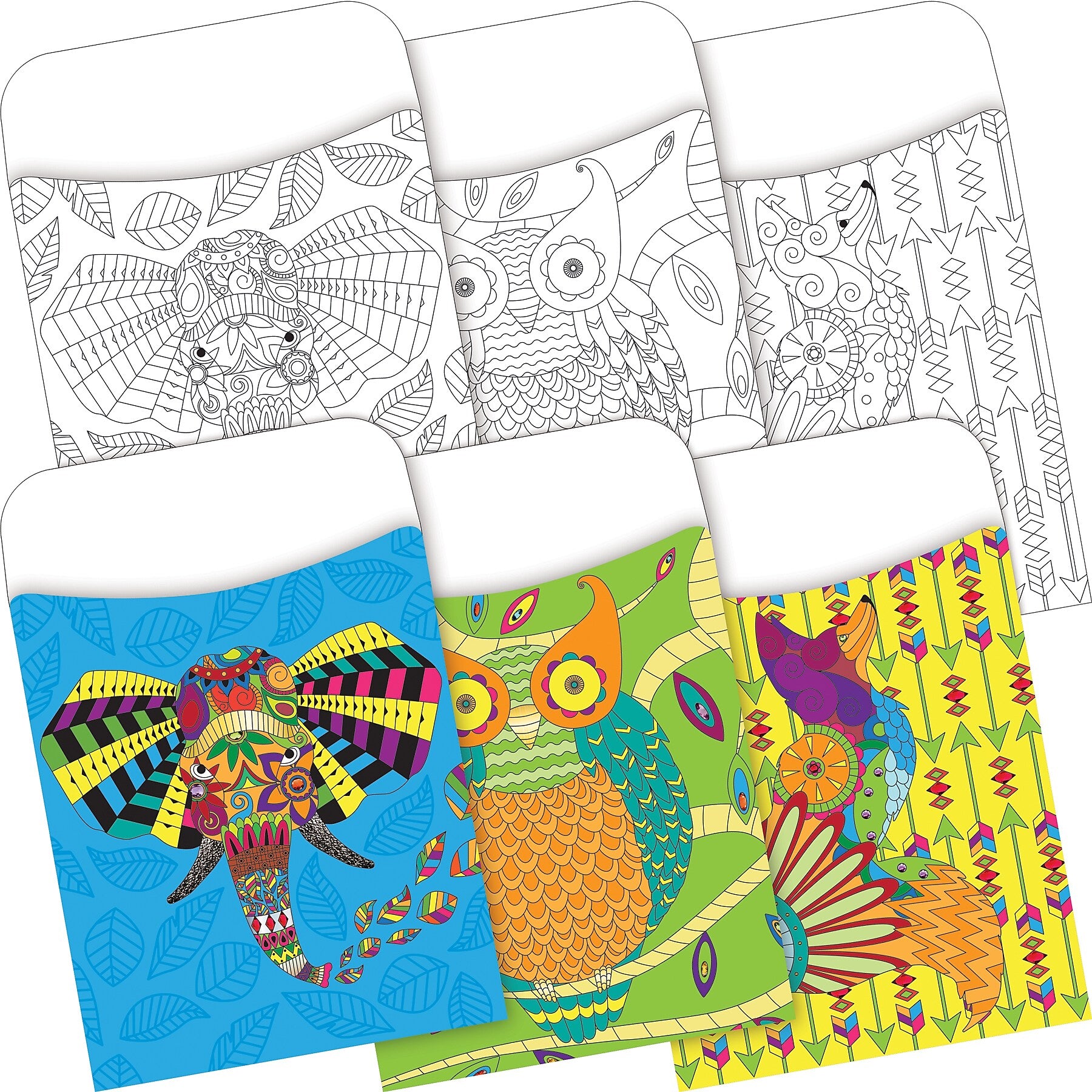 Barker Creek Bohemian Animals Library Pockets, 5.125" x 3.5", 60/Set (3887)