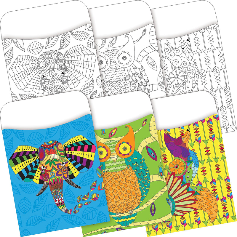 Barker Creek Bohemian Animals Library Pockets, 5.125" x 3.5", 60/Set (3887)