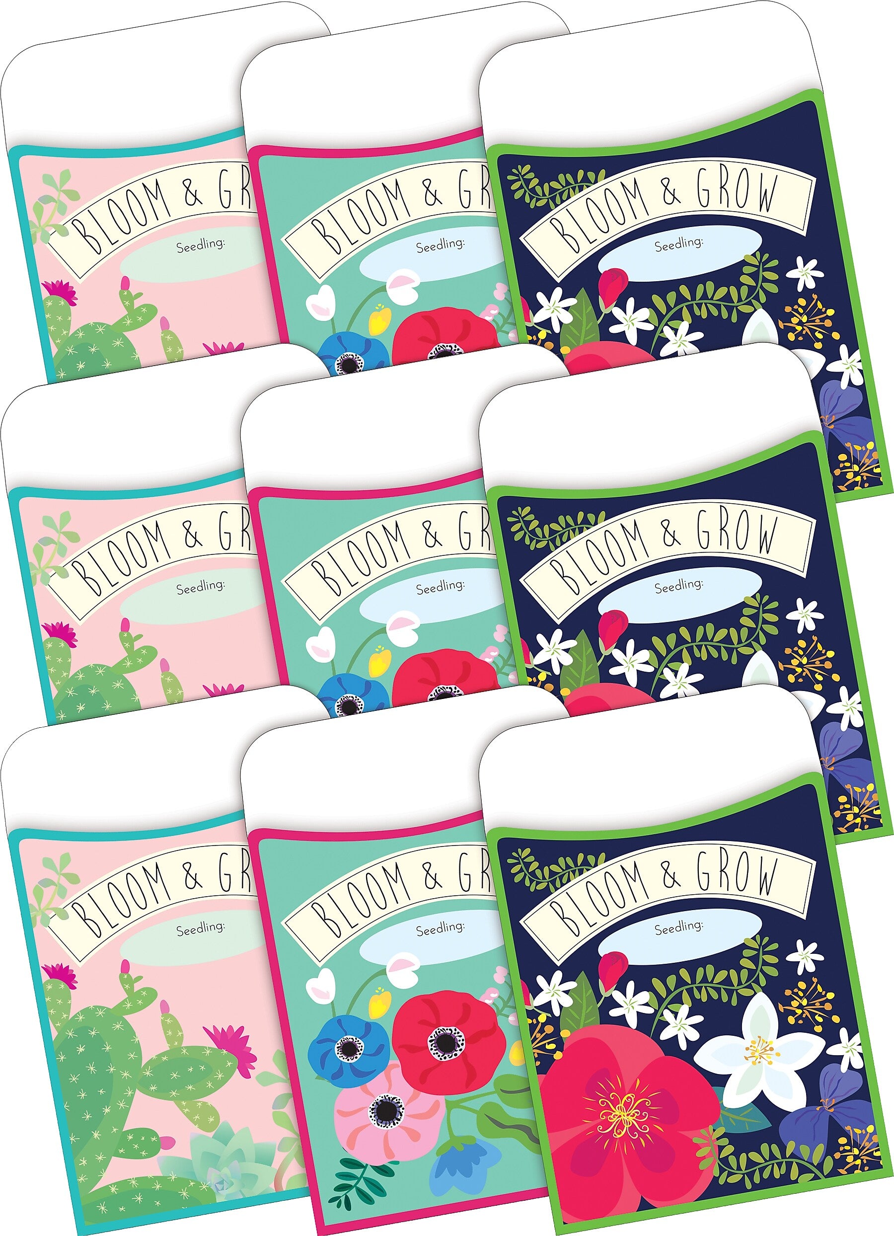 Barker Creek Petals & Prickles Peel & Stick Library Pockets, 5.125" x 3.5", 90/Set (4320)