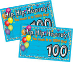 Barker Creek 100th Day Recognition Awards, 8.5" x 5.5”, Multicolored, 60/Set (4145)
