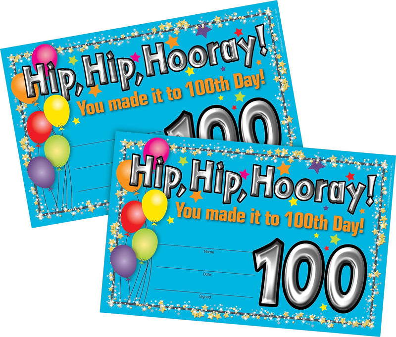 Barker Creek 100th Day Recognition Awards, 8.5" x 5.5”, Multicolored, 60/Set (4145)