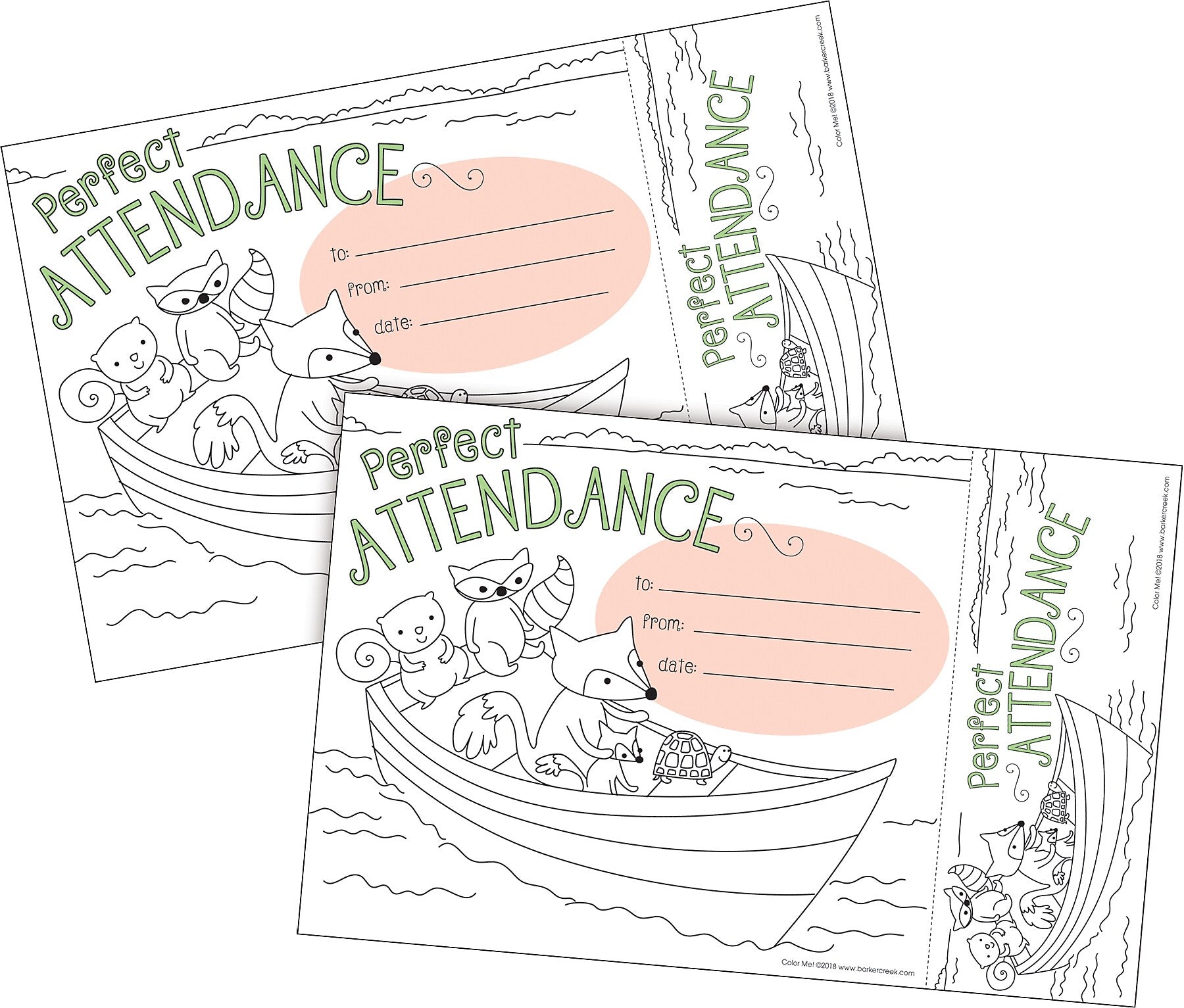 Barker Creek Color Me! Attendance Awards & Bookmarks Set, 8.5" x 5.5”, Multicolored, 60/Set (4147)