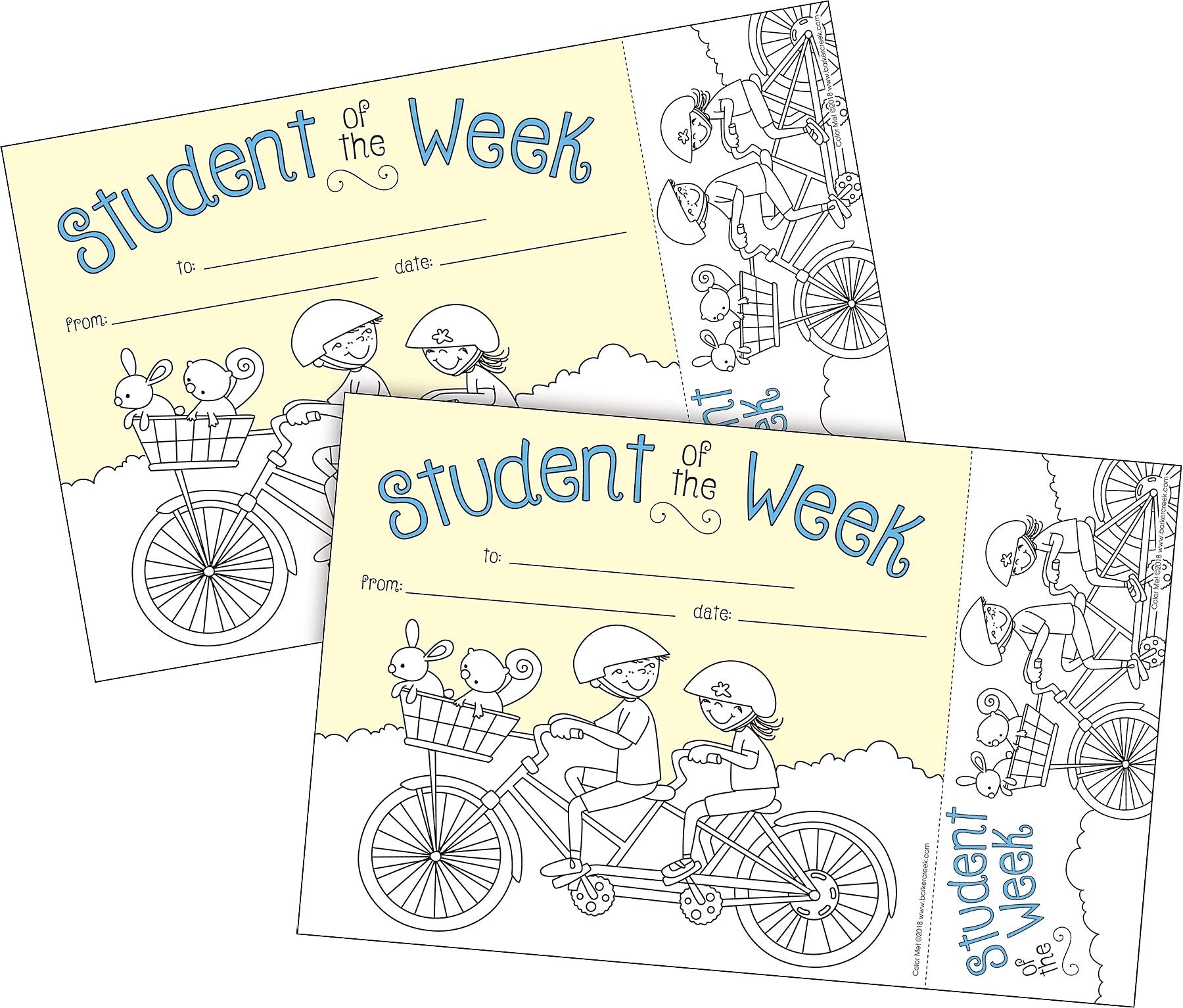 Barker Creek Color Me! Student of the Week Awards & Bookmarks Set, 8.5" x 5.5”, Multicolored, 60/Set (4149)