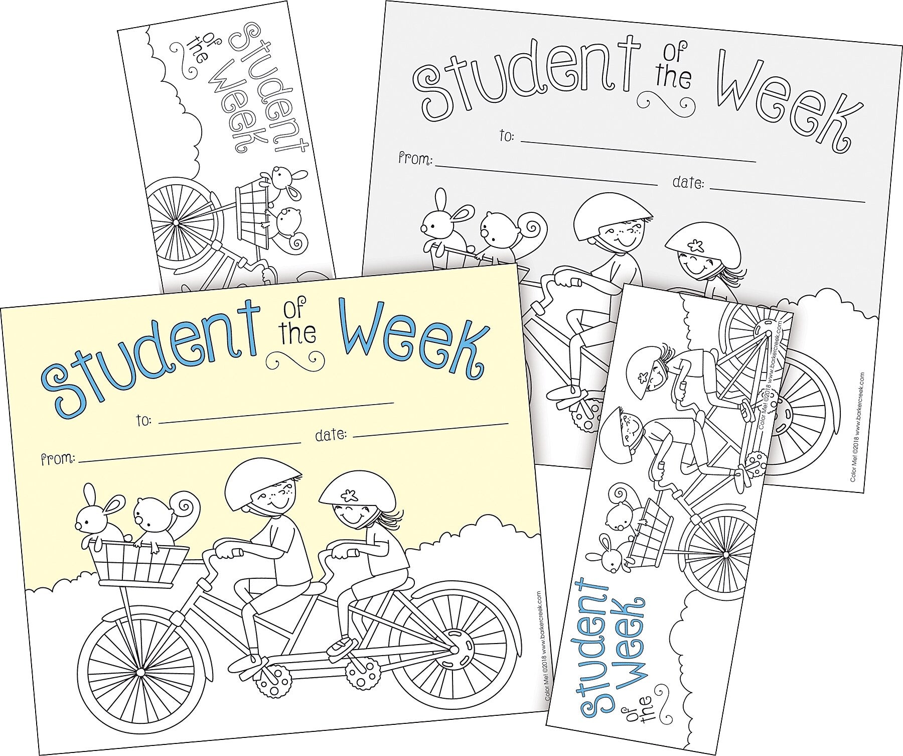 Barker Creek Color Me! Student of the Week Awards & Bookmarks Set, 8.5" x 5.5”, Multicolored, 60/Set (4149)