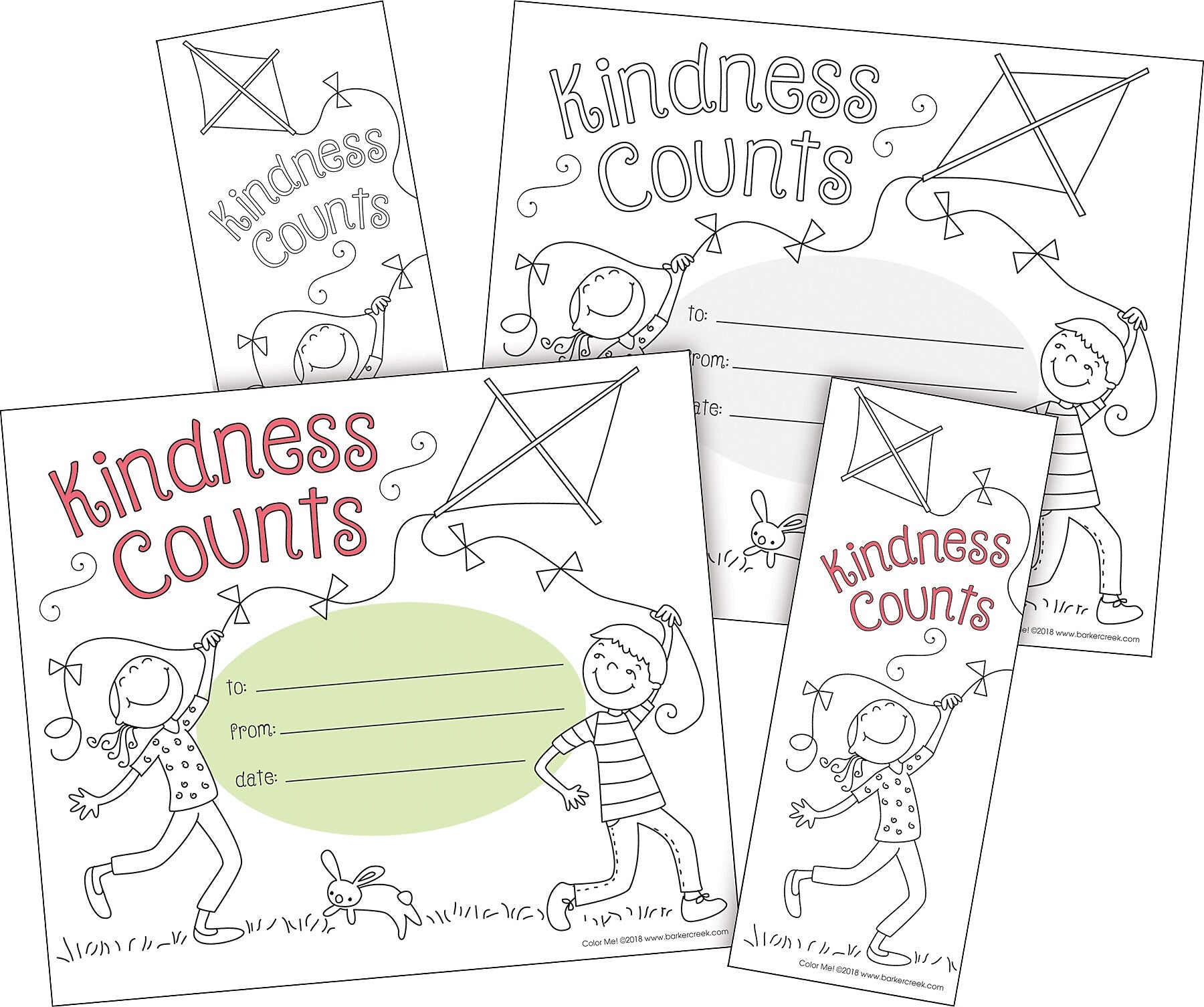 Barker Creek Color Me! Kindness Counts Awards & Bookmarks Set, 8.5" x 5.5”, Multicolored, 60/Set (4151)