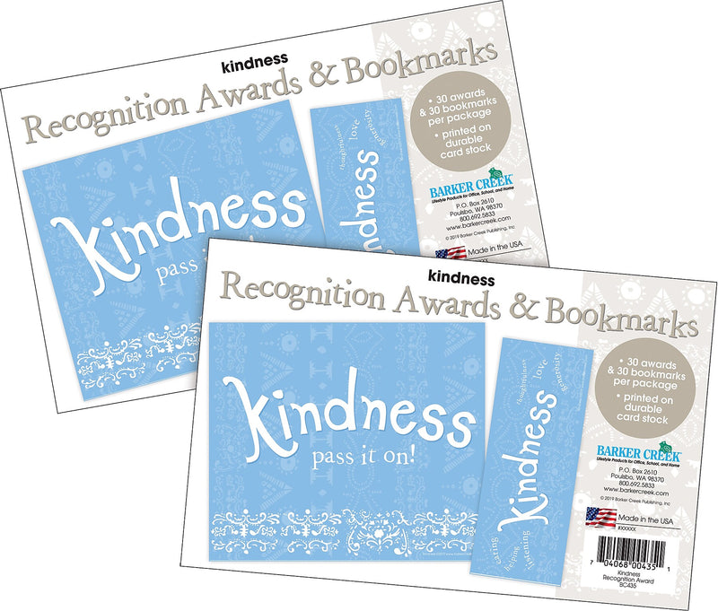 Barker Creek Kindness Awards & Bookmarks Set, 8.5" x 5.5”, Multicolored, 60/Set (4154)