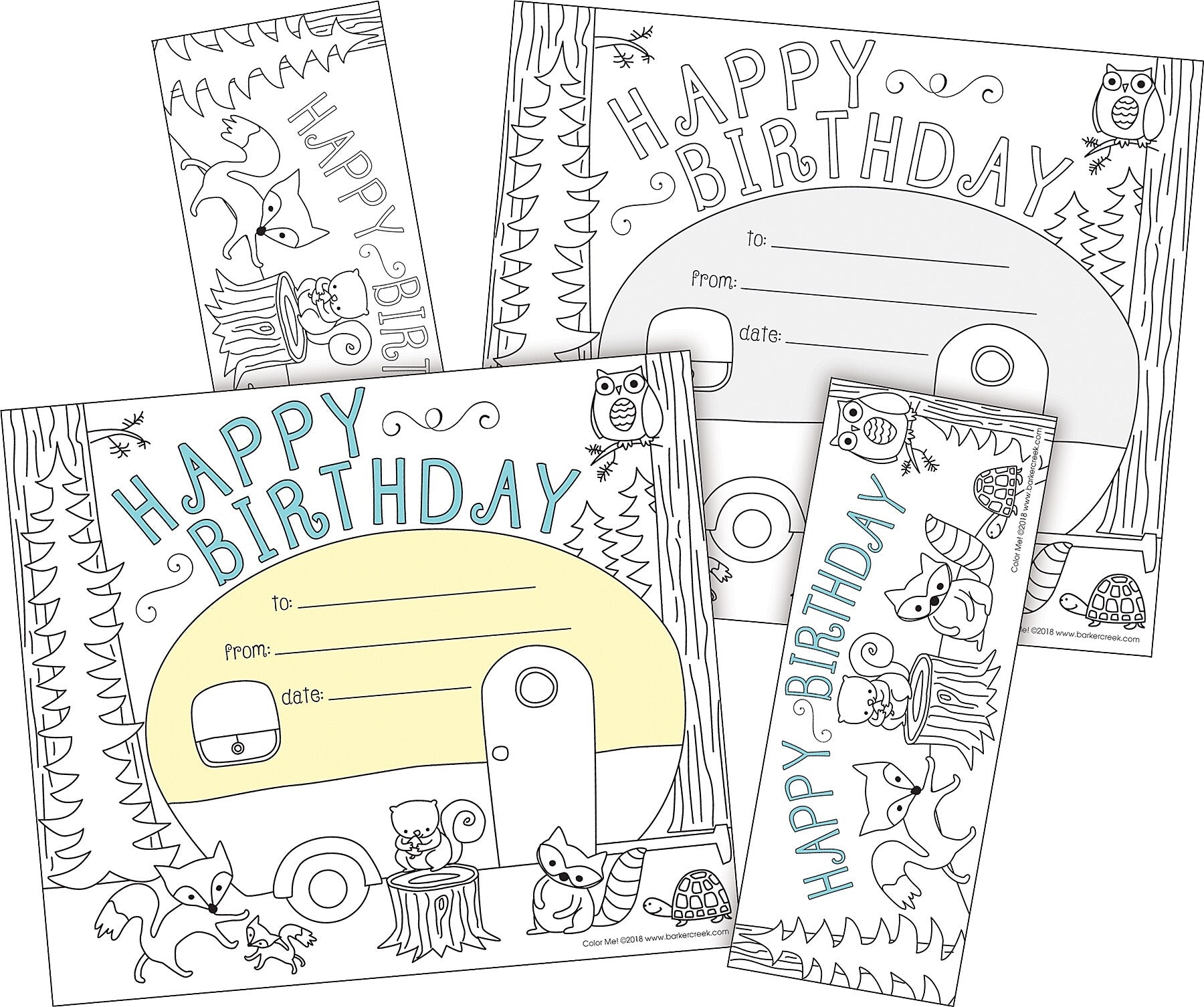Barker Creek Color Me! Happy Birthday Awards & Bookmarks Set, 8.5" x 5.5”, Multicolored, 90/Set (4163)