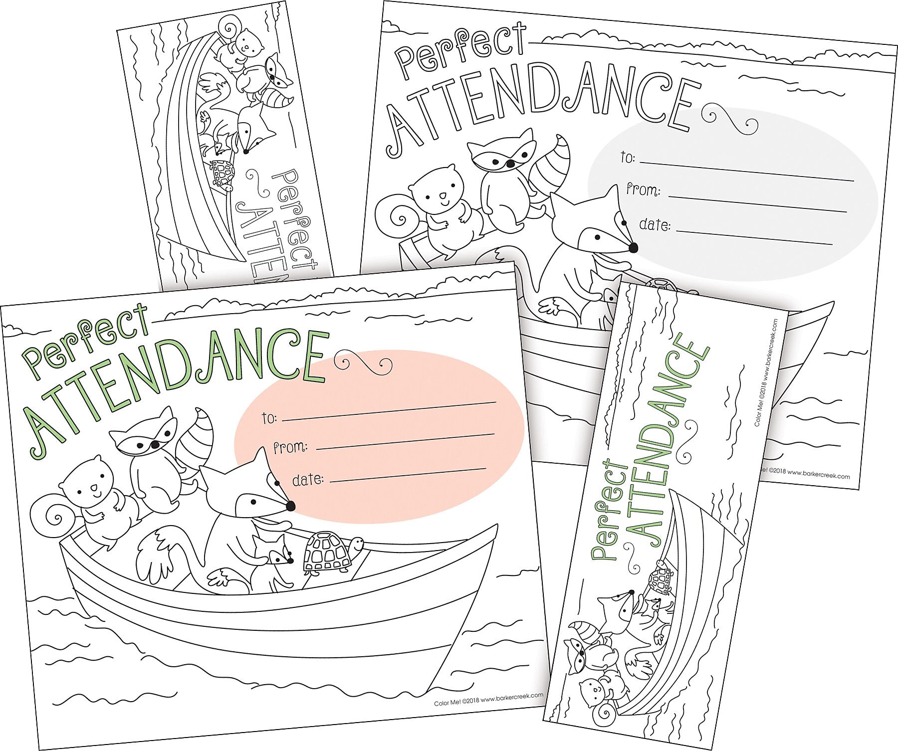 Barker Creek Color Me! Attendance Awards & Bookmarks Set, 8.5" x 5.5”, Multicolored, 90/Set (4164)