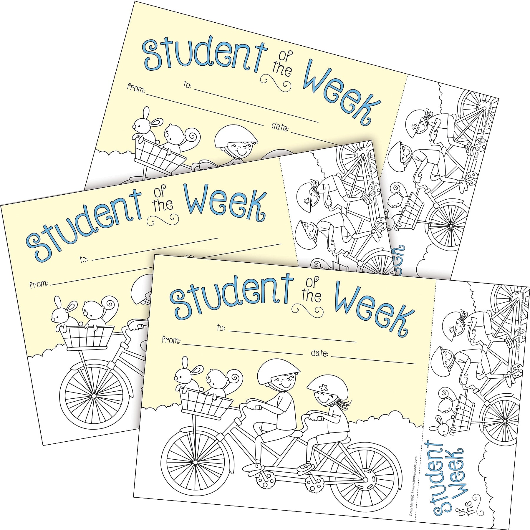 Barker Creek Color Me! Student of the Week Awards & Bookmarks Set, 8.5" x 5.5”, Multicolored, 90/Set (4166)