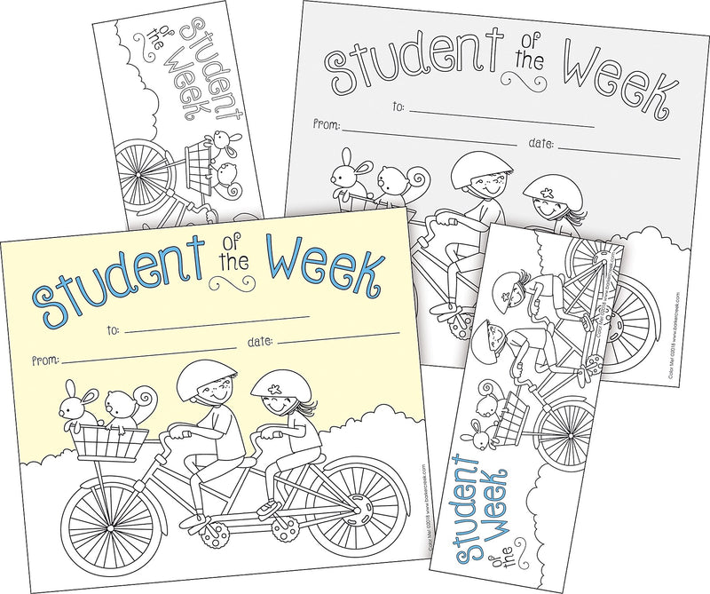 Barker Creek Color Me! Student of the Week Awards & Bookmarks Set, 8.5" x 5.5”, Multicolored, 90/Set (4166)