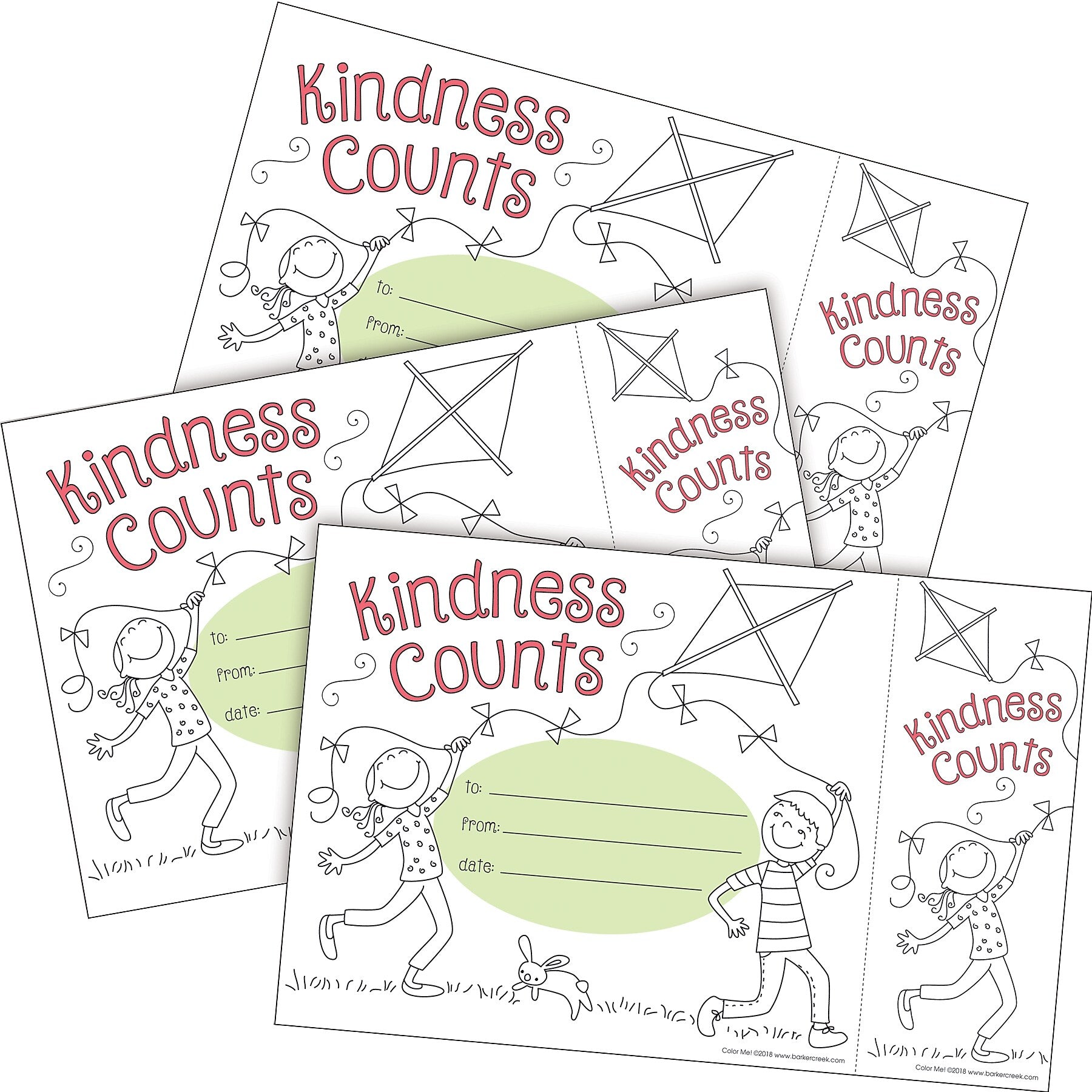 Barker Creek Color Me! Kindness Counts Awards & Bookmarks Set, 8.5" x 5.5”, Multicolored, 90/Set (4168)