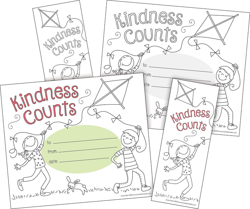 Barker Creek Color Me! Kindness Counts Awards & Bookmarks Set, 8.5" x 5.5”, Multicolored, 90/Set (4168)