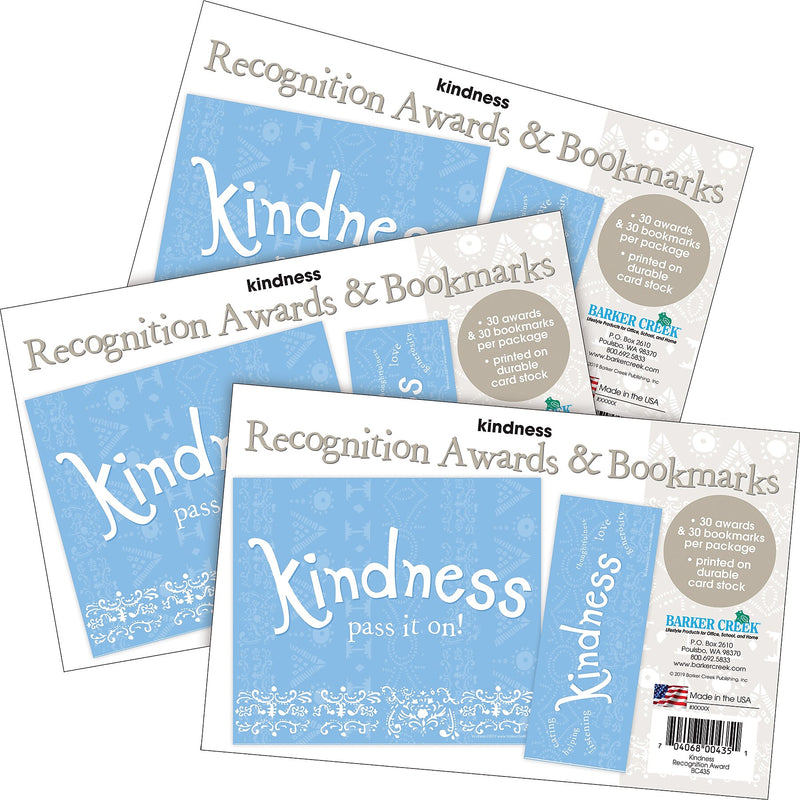 Barker Creek Kindness Awards & Bookmarks Set, 8.5" x 5.5”, Multicolored, 90/Set (4171)