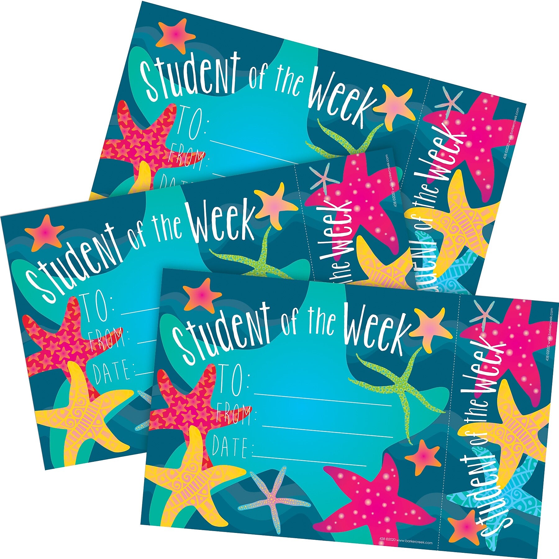 Barker Creek Kai Ola Student of the Week Awards & Bookmarks Set, 8.5" x 5.5”, Multicolored, 90/Set (4174)