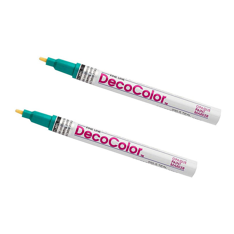 Marvy Uchida Opaque Paint Markers, Fine Tip, Teal, 2/Pack (7665910a)