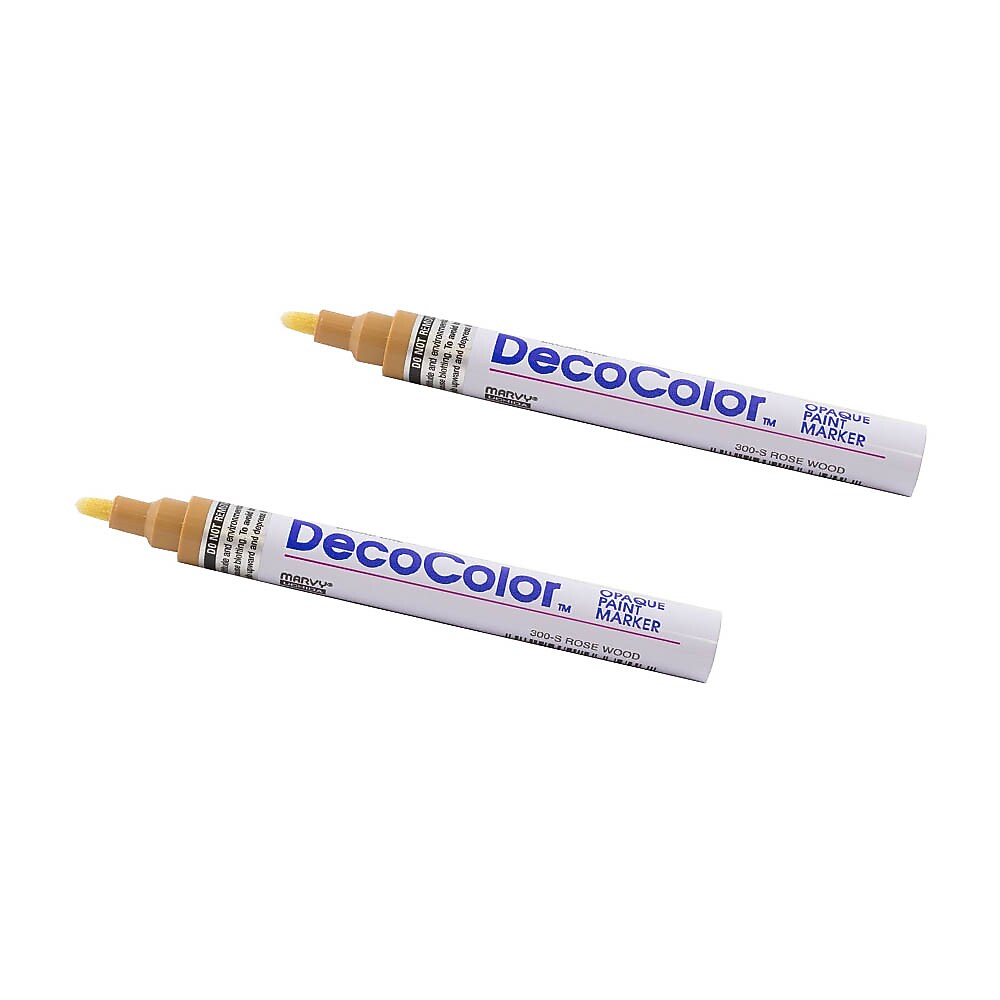 Marvy Uchida DecoColor Opaque Paint Markers, Broad Tip, Rose Wood Brown, 2/Pack (526300RWa)