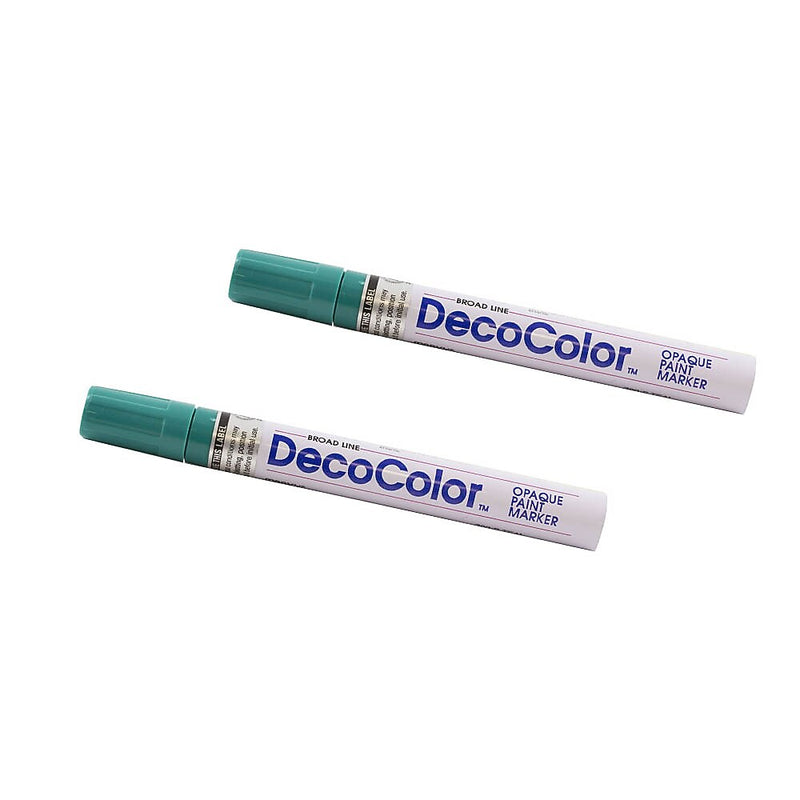 Marvy Uchida DecoColor Opaque Paint Markers, Broad Tip, Teal, 2/Pack (526300TEa)