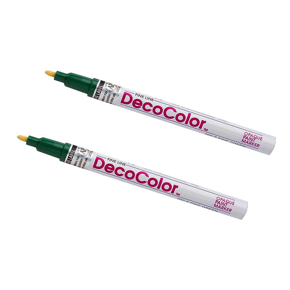 Marvy Uchida Opaque Paint Markers, Fine Tip, Pine Green, 2/Pack (7665904a)