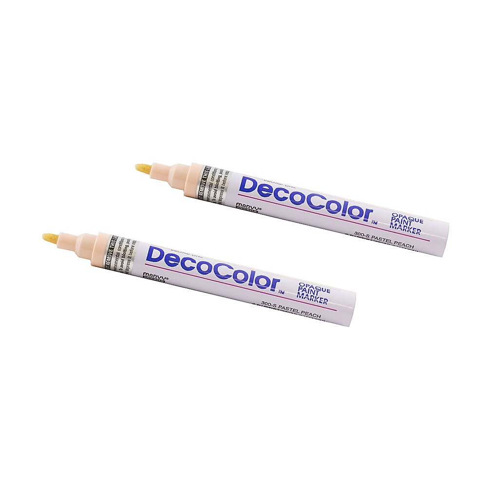 Marvy Uchida DecoColor Opaque Paint Markers, Broad Tip, Pastel Peach, 2/Pack (526300PPa)